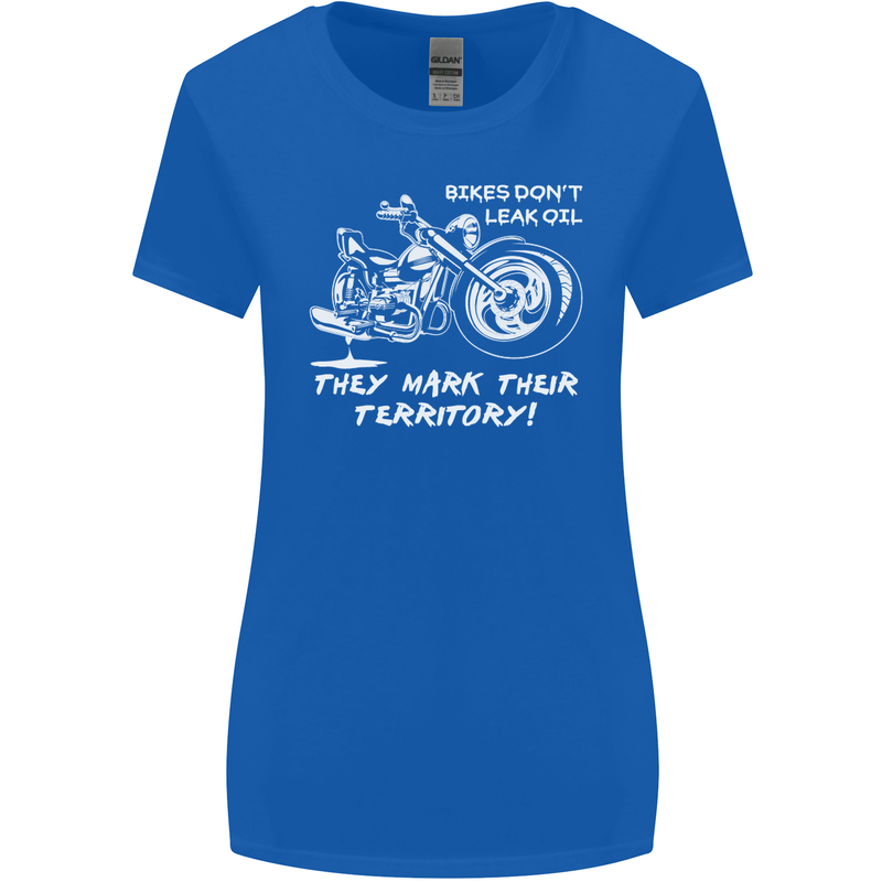 Leak Oil Motorcycle Motorbike Biker Womens Wider Cut T-Shirt Royal Blue