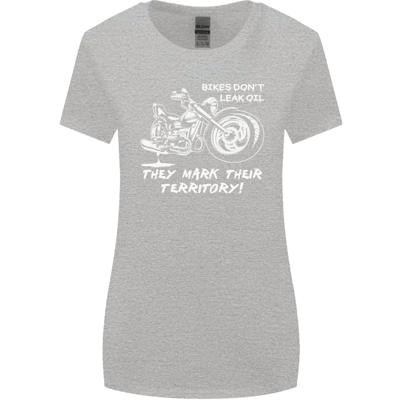 Leak Oil Motorcycle Motorbike Biker Womens Wider Cut T-Shirt Sports Grey