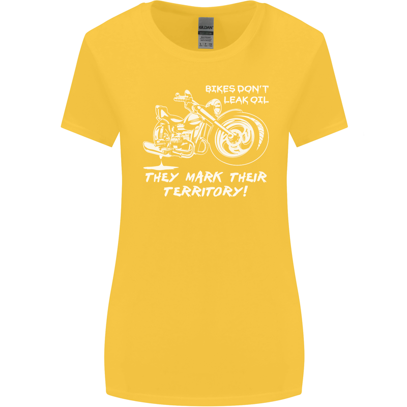 Leak Oil Motorcycle Motorbike Biker Womens Wider Cut T-Shirt Yellow