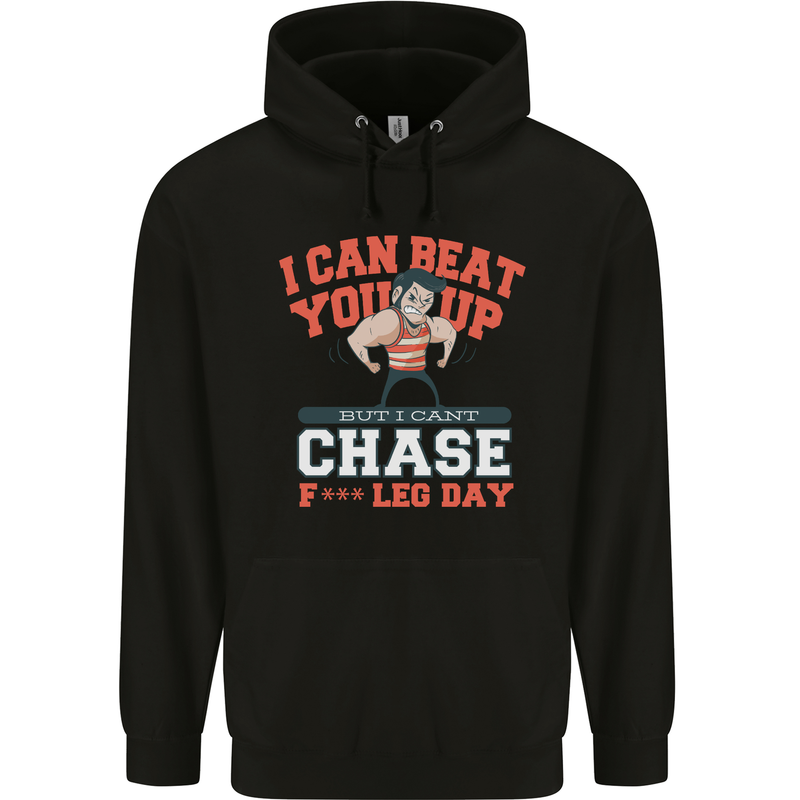 Leg Day Gym Funny Training Top Bodybuilding Mens 80% Cotton Hoodie Black