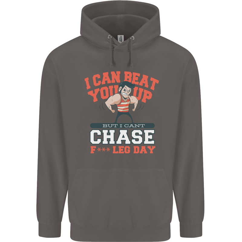 Leg Day Gym Funny Training Top Bodybuilding Mens 80% Cotton Hoodie Charcoal