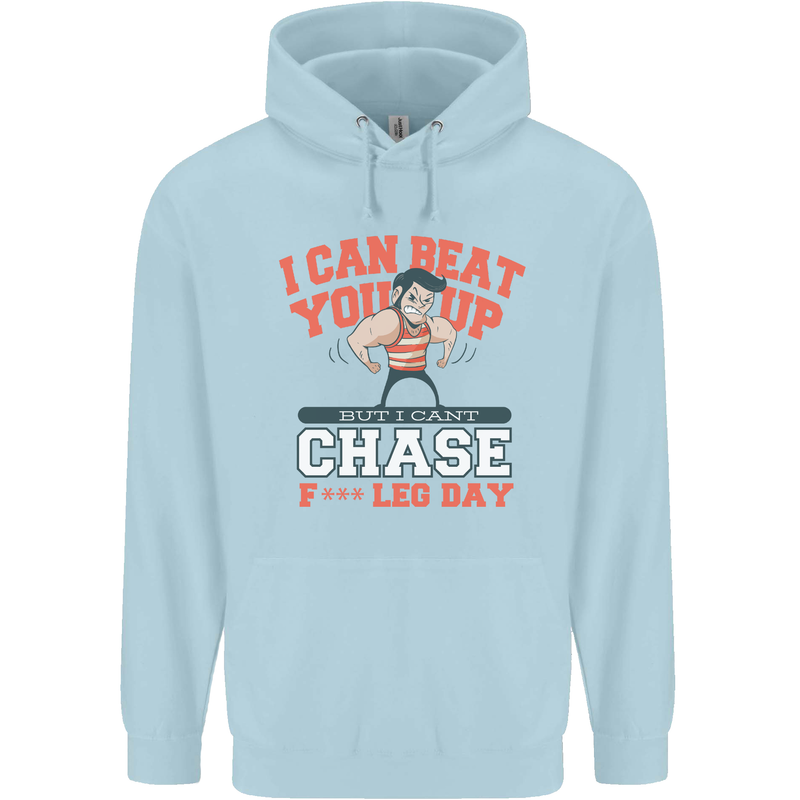 Leg Day Gym Funny Training Top Bodybuilding Mens 80% Cotton Hoodie Light Blue