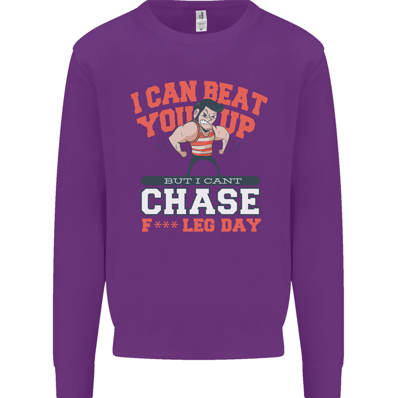 Leg Day Gym Funny Training Top Bodybuilding Mens Sweatshirt Jumper Purple