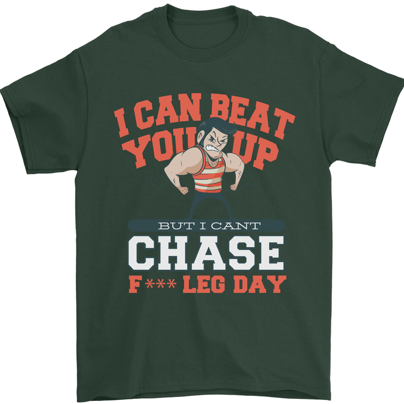 Leg Day Gym Funny Training Top Bodybuilding Mens T-Shirt Cotton Gildan Forest Green