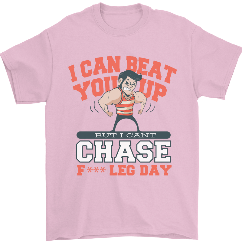 Leg Day Gym Funny Training Top Bodybuilding Mens T-Shirt Cotton Gildan Light Pink