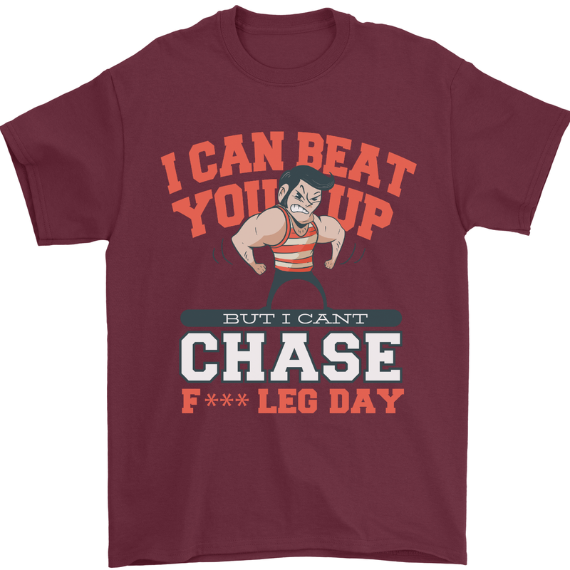 Leg Day Gym Funny Training Top Bodybuilding Mens T-Shirt Cotton Gildan Maroon