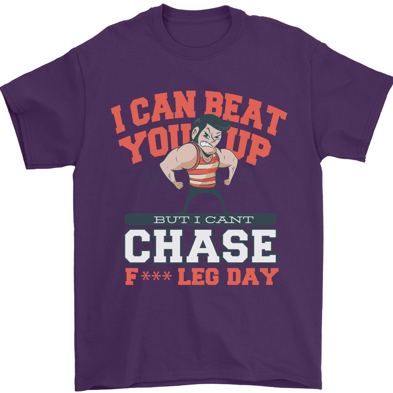 Leg Day Gym Funny Training Top Bodybuilding Mens T-Shirt Cotton Gildan Purple