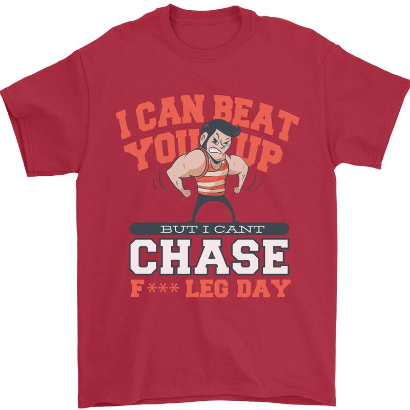 Leg Day Gym Funny Training Top Bodybuilding Mens T-Shirt Cotton Gildan Red