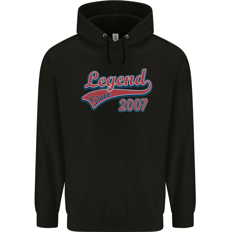 Legend Since 16th Birthday 2007 Mens 80% Cotton Hoodie Black