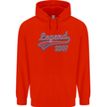 Legend Since 16th Birthday 2007 Mens 80% Cotton Hoodie Bright Red