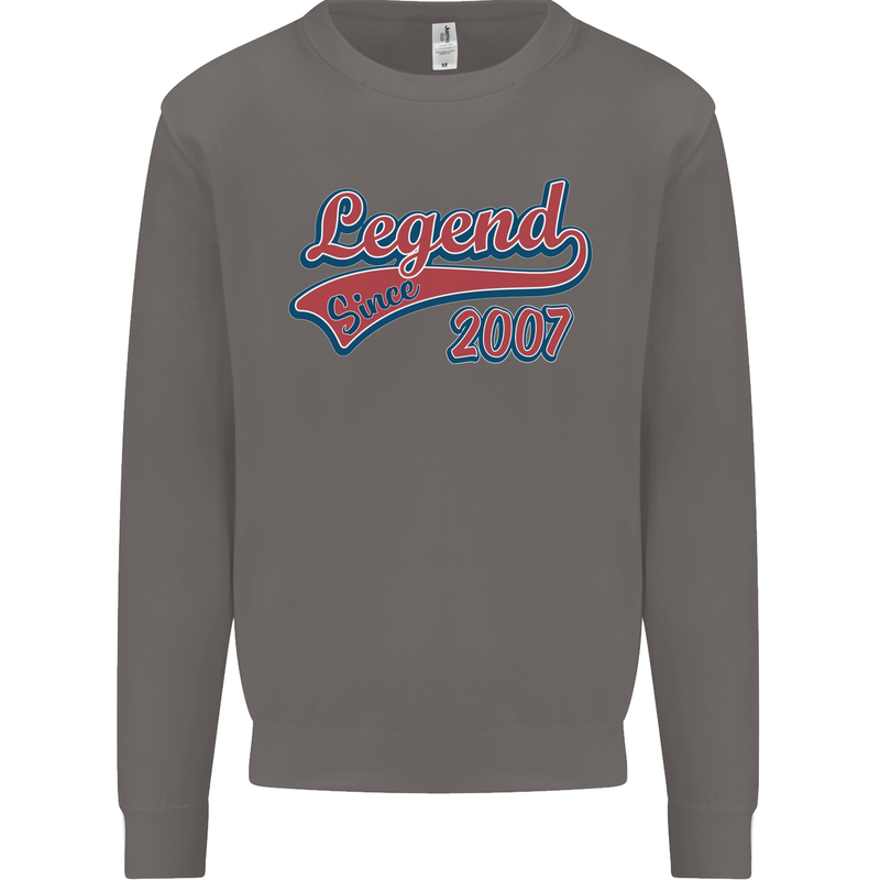 Legend Since 16th Birthday 2007 Mens Sweatshirt Jumper Charcoal
