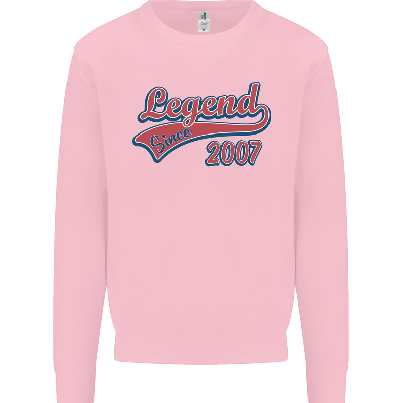 Legend Since 16th Birthday 2007 Mens Sweatshirt Jumper Light Pink