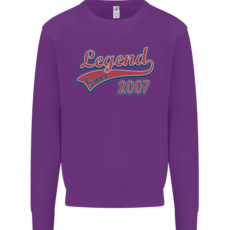 Legend Since 16th Birthday 2007 Mens Sweatshirt Jumper Purple