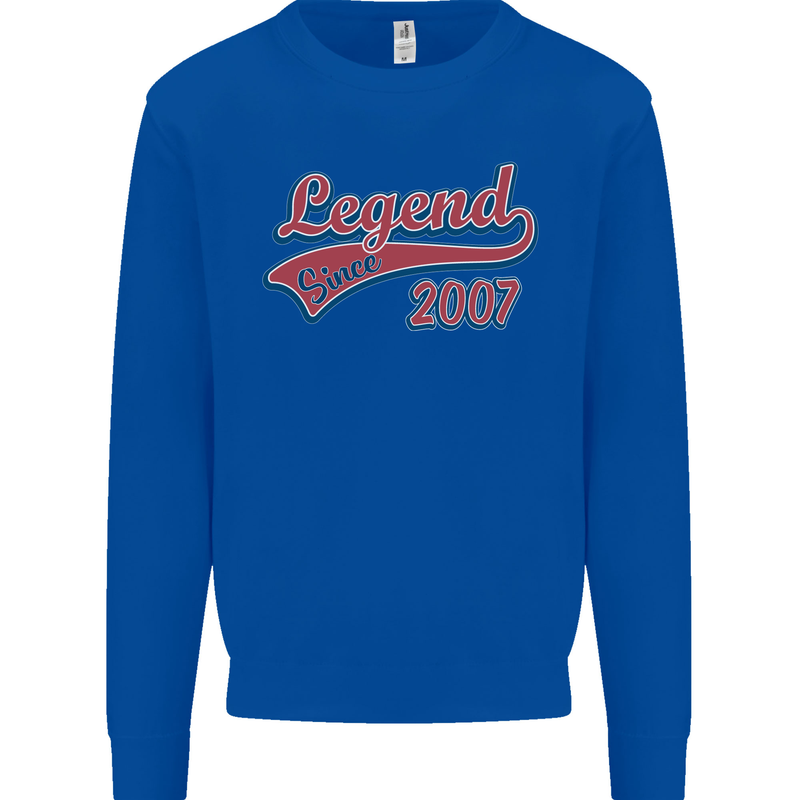 Legend Since 16th Birthday 2007 Mens Sweatshirt Jumper Royal Blue