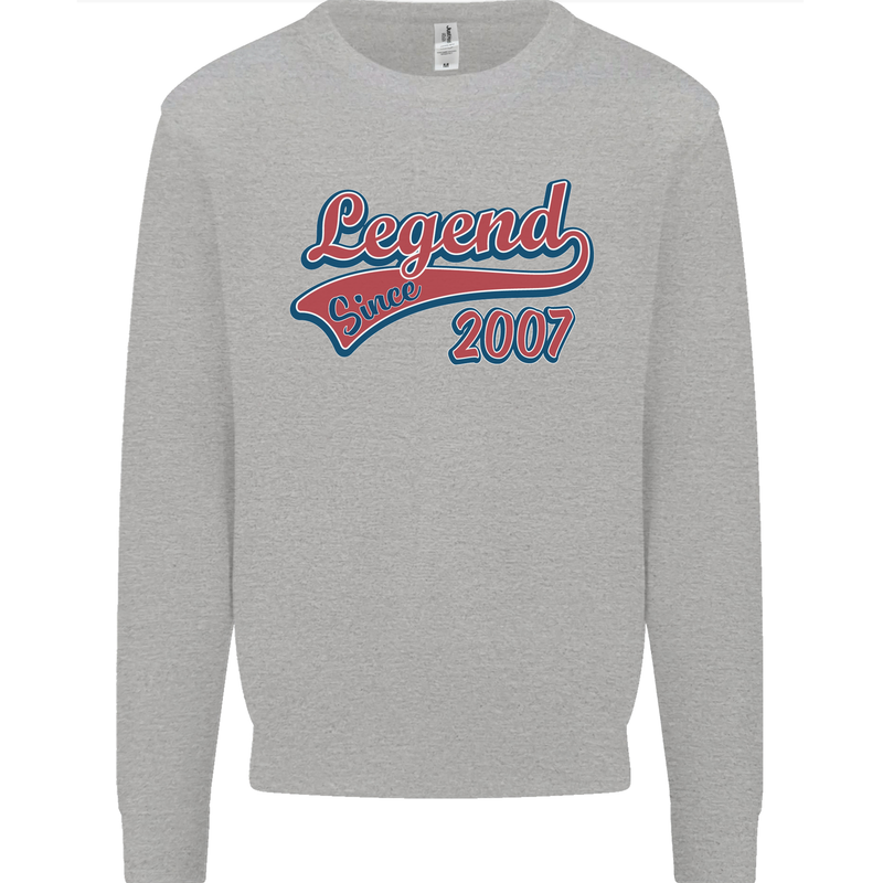 Legend Since 16th Birthday 2007 Mens Sweatshirt Jumper Sports Grey