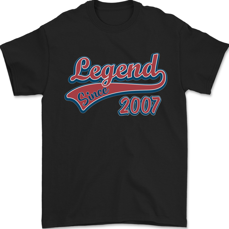 Legend Since 16th Birthday 2007 Mens T-Shirt 100% Cotton Black