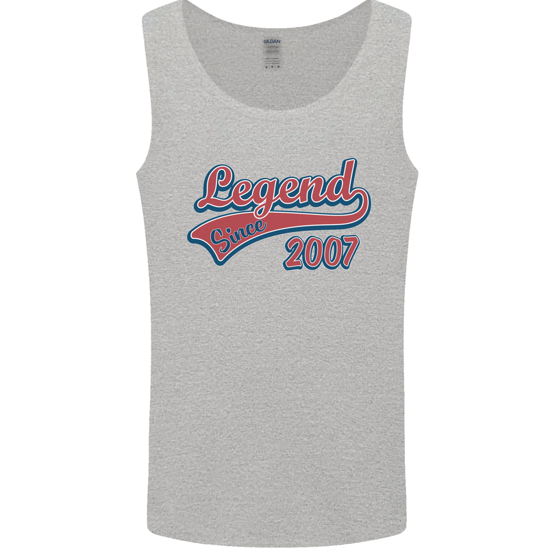 Legend Since 16th Birthday 2007 Mens Vest Tank Top Sports Grey