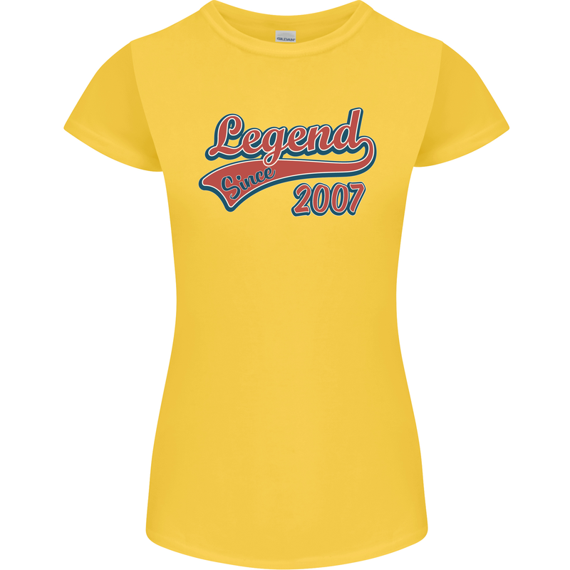 Legend Since 16th Birthday 2007 Womens Petite Cut T-Shirt Yellow