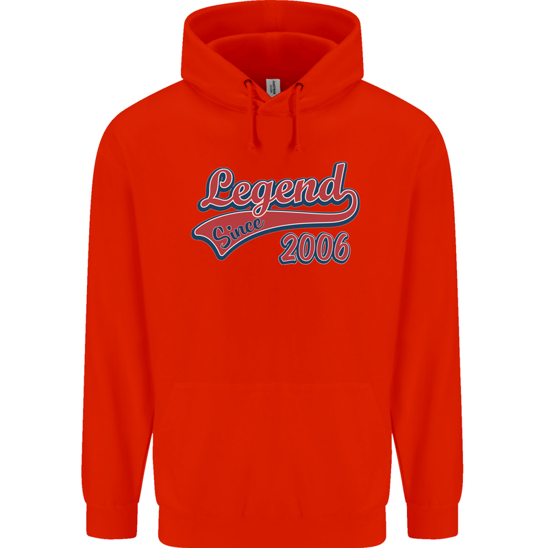 Legend Since 17th Birthday 2006 Mens 80% Cotton Hoodie Bright Red