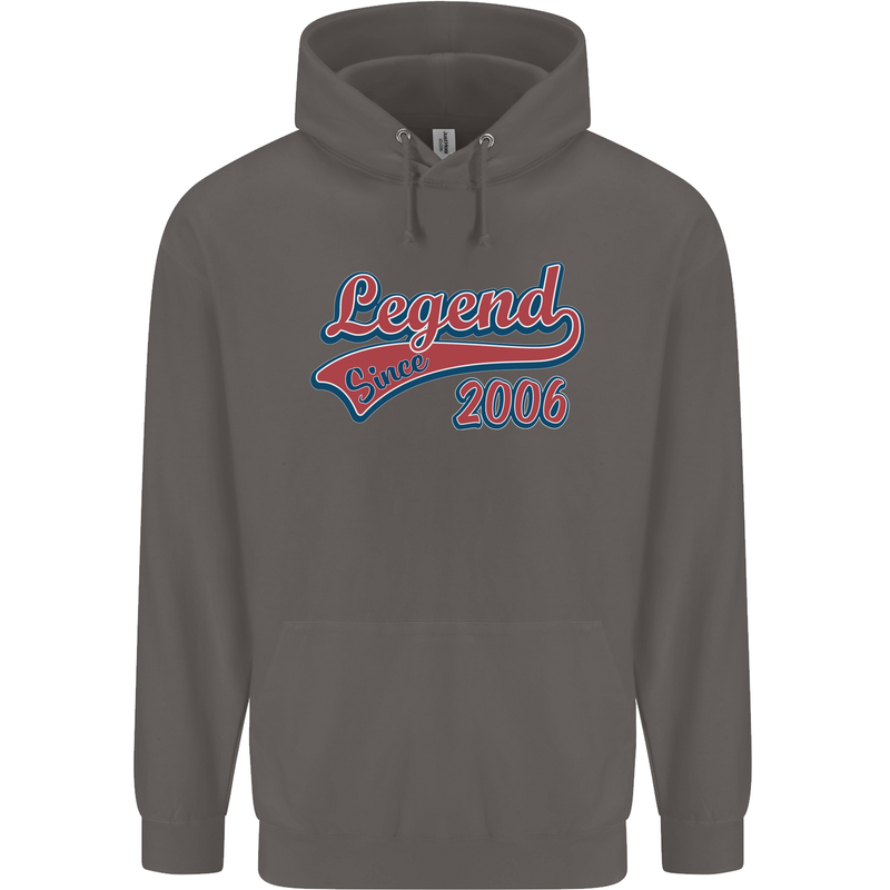 Legend Since 17th Birthday 2006 Mens 80% Cotton Hoodie Charcoal