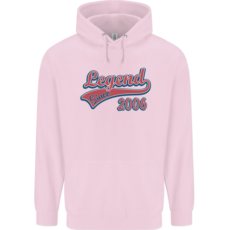 Legend Since 17th Birthday 2006 Mens 80% Cotton Hoodie Light Pink