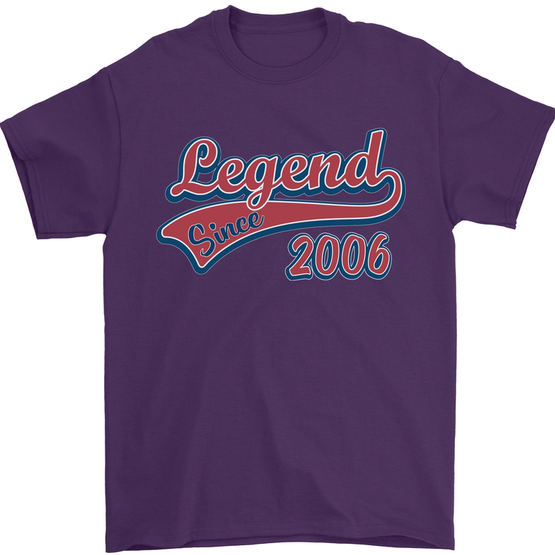 Legend Since 17th Birthday 2006 Mens T-Shirt 100% Cotton Purple