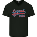 Legend Since 17th Birthday 2006 Mens V-Neck Cotton T-Shirt Black
