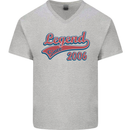 Legend Since 17th Birthday 2006 Mens V-Neck Cotton T-Shirt Sports Grey