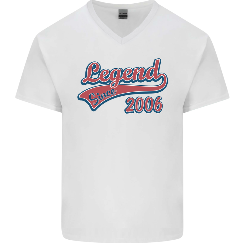 Legend Since 17th Birthday 2006 Mens V-Neck Cotton T-Shirt White