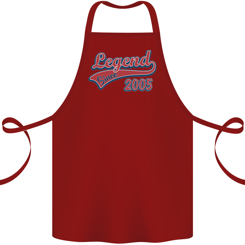 Legend Since 18th Birthday 2005 Cotton Apron 100% Organic Maroon