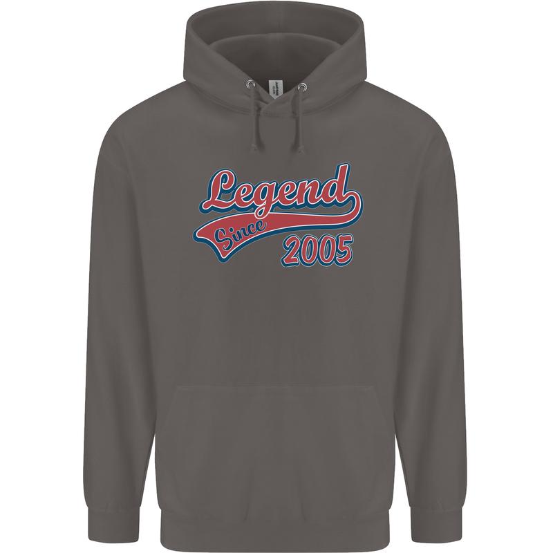 Legend Since 18th Birthday 2005 Mens 80% Cotton Hoodie Charcoal