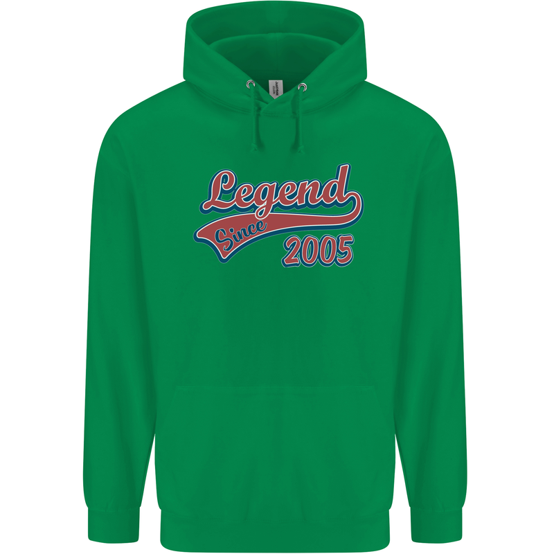 Legend Since 18th Birthday 2005 Mens 80% Cotton Hoodie Irish Green