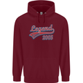 Legend Since 18th Birthday 2005 Mens 80% Cotton Hoodie Maroon