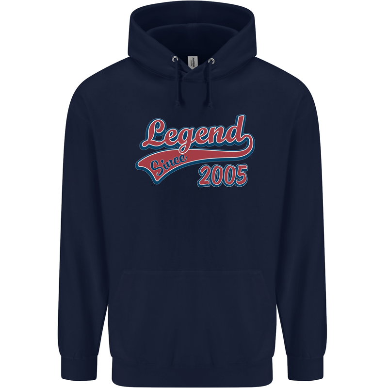 Legend Since 18th Birthday 2005 Mens 80% Cotton Hoodie Navy Blue