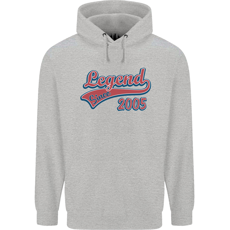 Legend Since 18th Birthday 2005 Mens 80% Cotton Hoodie Sports Grey