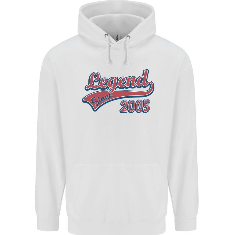 Legend Since 18th Birthday 2005 Mens 80% Cotton Hoodie White