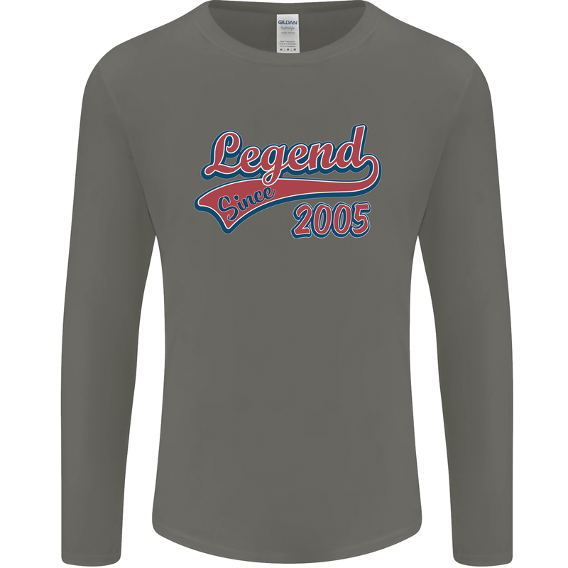Legend Since 18th Birthday 2005 Mens Long Sleeve T-Shirt Charcoal
