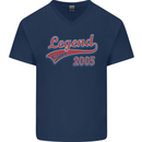 Legend Since 18th Birthday 2005 Mens V-Neck Cotton T-Shirt Navy Blue
