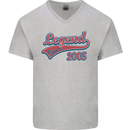 Legend Since 18th Birthday 2005 Mens V-Neck Cotton T-Shirt Sports Grey