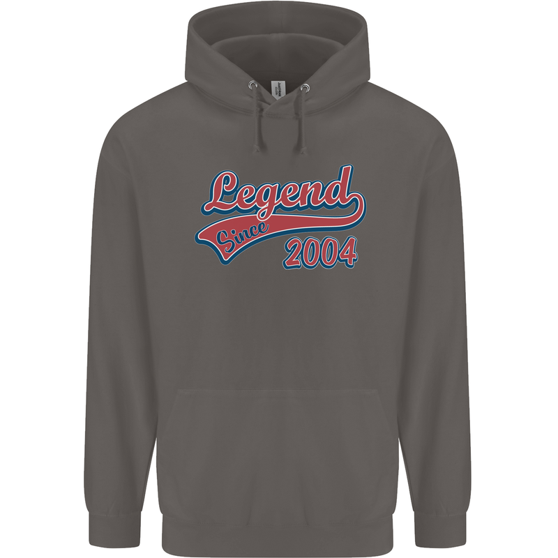 Legend Since 19th Birthday 2004 Mens 80% Cotton Hoodie Charcoal