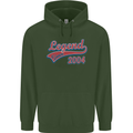 Legend Since 19th Birthday 2004 Mens 80% Cotton Hoodie Forest Green