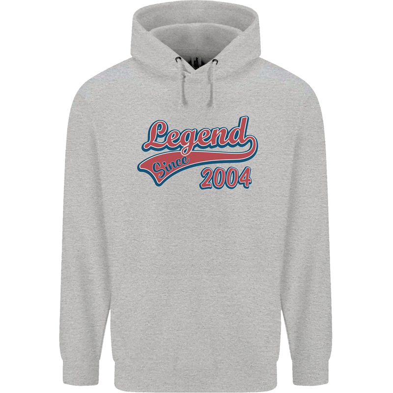 Legend Since 19th Birthday 2004 Mens 80% Cotton Hoodie Sports Grey