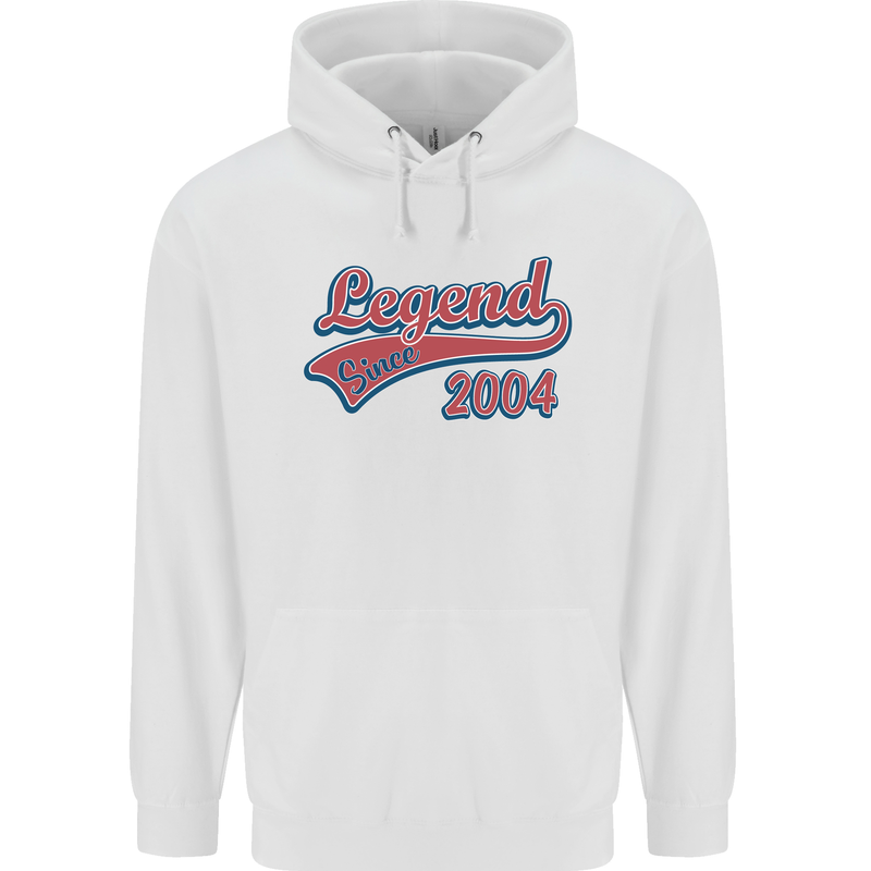 Legend Since 19th Birthday 2004 Mens 80% Cotton Hoodie White