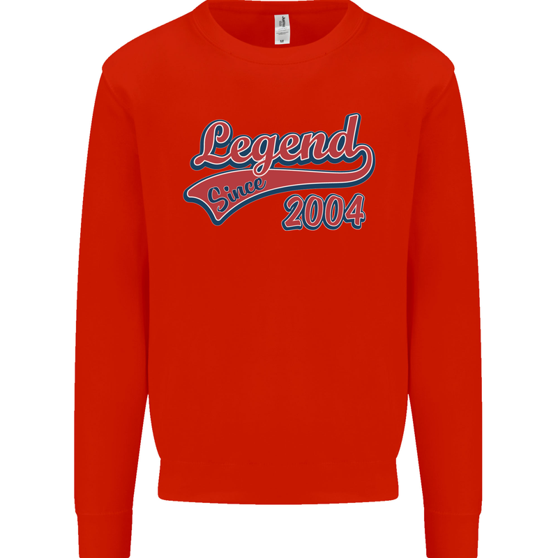 Legend Since 19th Birthday 2004 Mens Sweatshirt Jumper Bright Red