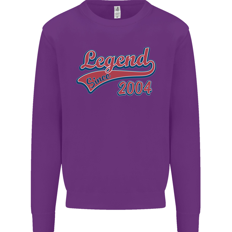 Legend Since 19th Birthday 2004 Mens Sweatshirt Jumper Purple