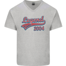 Legend Since 19th Birthday 2004 Mens V-Neck Cotton T-Shirt Sports Grey
