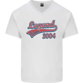 Legend Since 19th Birthday 2004 Mens V-Neck Cotton T-Shirt White