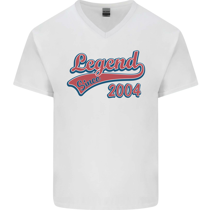 Legend Since 19th Birthday 2004 Mens V-Neck Cotton T-Shirt White