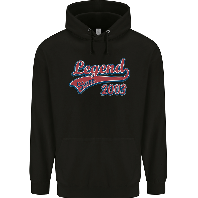 Legend Since 20th Birthday 2003 Mens 80% Cotton Hoodie Black