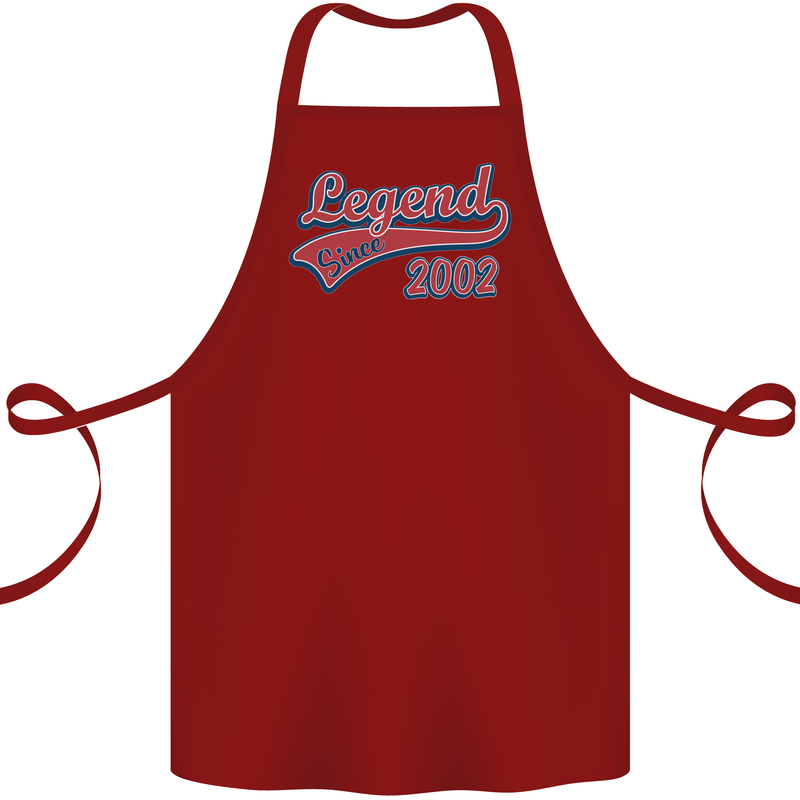 Legend Since 21st Birthday 2002 Cotton Apron 100% Organic Maroon